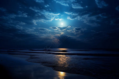 月亮海面月光下宁静的海面背景