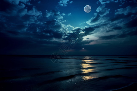 月光海面海面上的明月背景