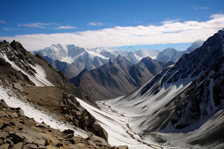冬季的喜马拉雅山脉背景图片