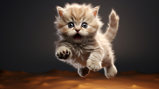高高跳跃的小猫图片