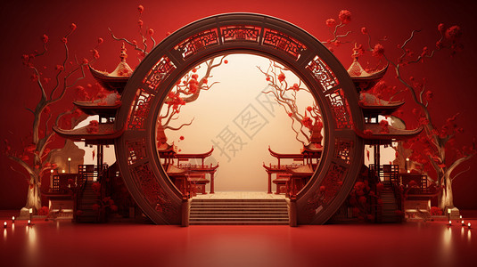 中国屏风唐代场景屏风背景设计图片