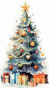 圣诞树创意艺术插图背景图片
