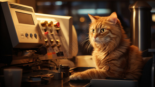 机器前面操作的金猫图片