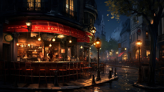 城市街道上的酒吧插图背景图片