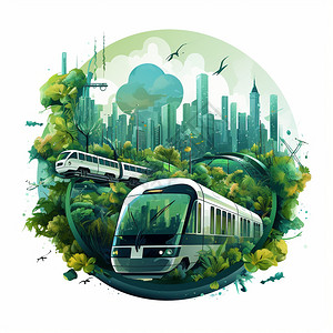 工厂概念图绿色环保城市概念图插画