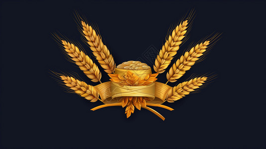 小麦裹冠创意标志插图背景图片