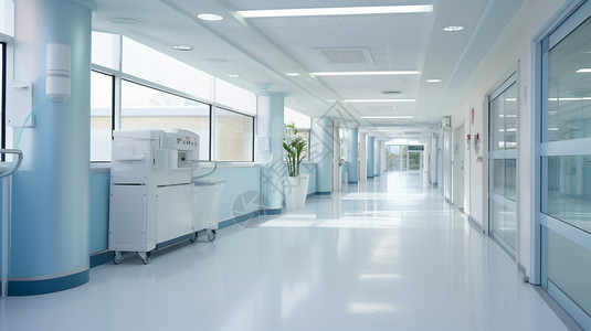 手术室环境产科病房走廊上的柜子背景
