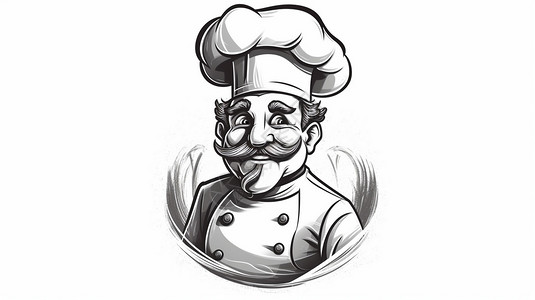 厨师简笔画卡通戴帽子的厨师插画