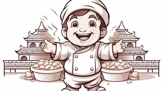中国食物剪贴画可爱的动漫厨师插画