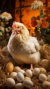 鸡蛋堆里面的母鸡图片