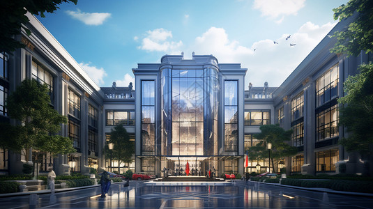 高硼硅玻璃现代高端的公司大楼插画