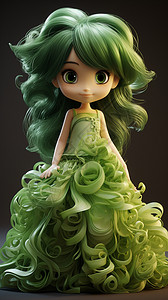 海藻发型的大眼玩偶背景图片