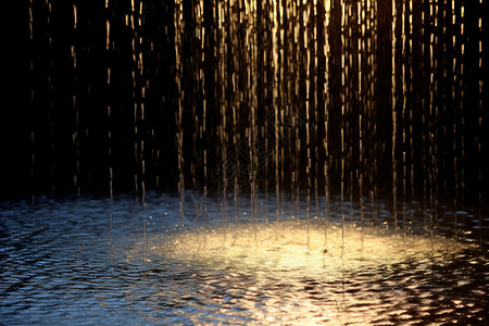 喷泉水景下雨背景设计图片