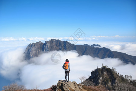 登山背包客背景图片