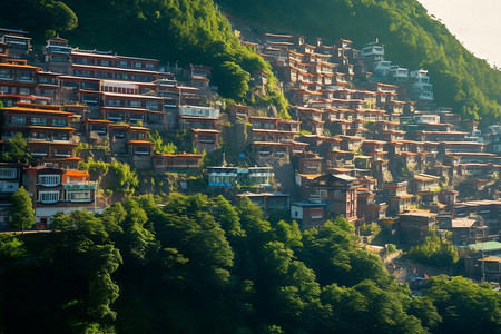 山上的特色住房高清图片