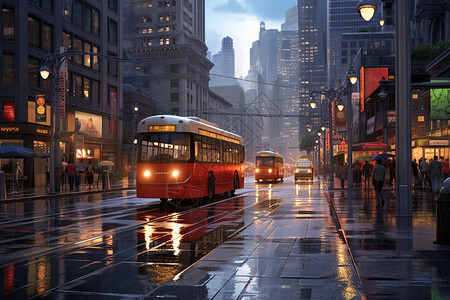 雨中的城市背景图片