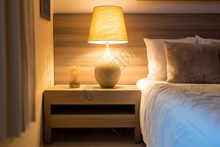 晚上床头卧室床头柜的台灯设计图片