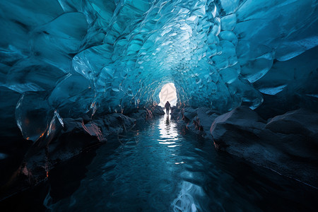 水晶洞穴的风景背景