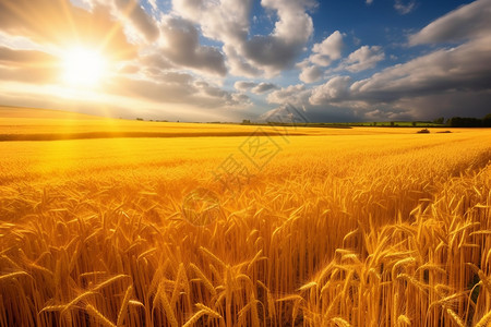 黄色草甸花农村的麦田背景