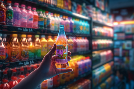 一瓶汽水超市挑选饮料场景设计图片