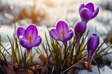 小花紫罗兰冬天户外的小花背景