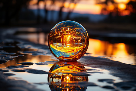 一个发光玻璃球图片