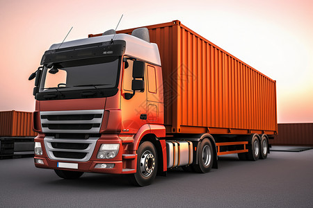 物流运输车运输集装箱卡车插画