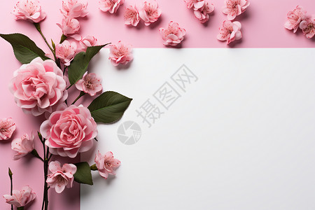 粉红色纱纸浪漫玫瑰背景设计图片