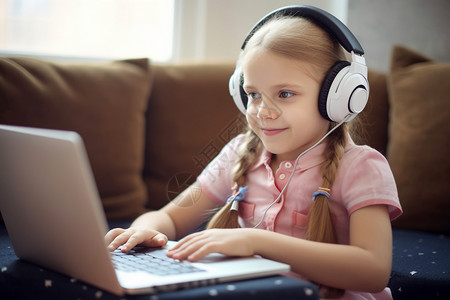 互联网在线学习的孩子图片
