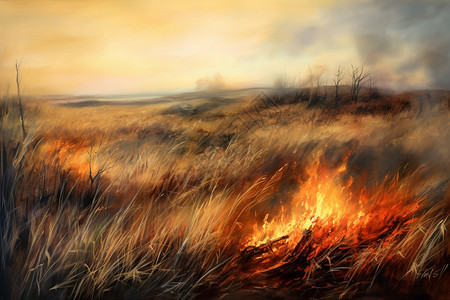 草原里的野火图片
