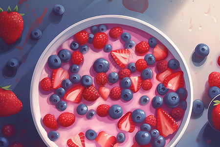 好吃蓝莓好吃的浆果麦片插画
