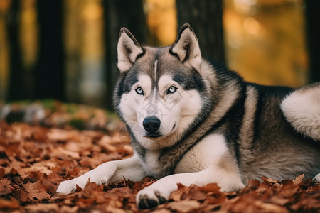 户外公园中的哈士奇犬图片