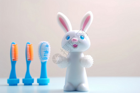 可爱兔子儿童护理牙刷背景图片