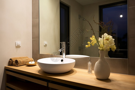 现代浴室洗手盆场景背景图片