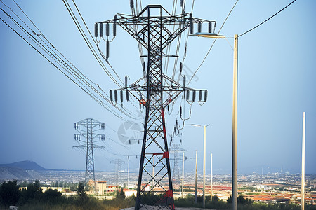 电力运输的高压塔背景图片