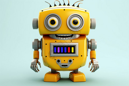 黄色机器人未来创意卡通机器人设计图片