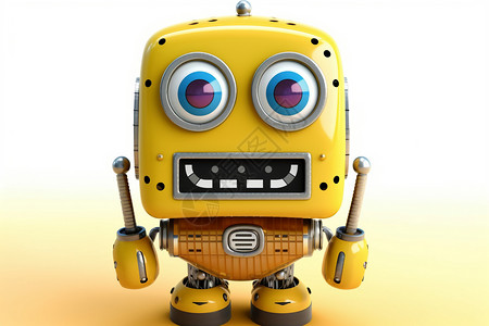 黄色机器人创意卡通机器人设计图片