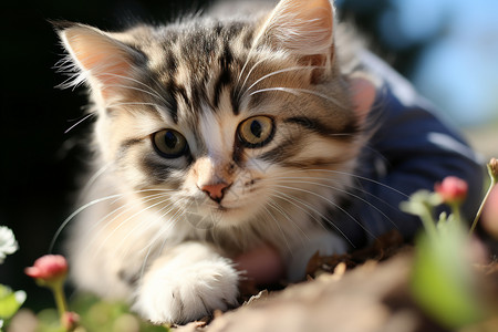 花园中可爱的小猫咪图片