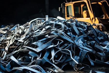 回收厂里大批的废铁背景图片