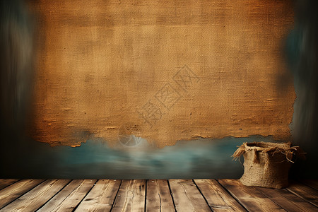 棕色的墙和木板地面图片