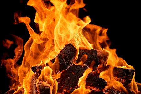 燃烧中的木炭背景图片
