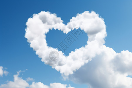 镂空爱心形状的白云设计图片