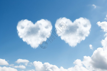 爱心形状的白云背景图片