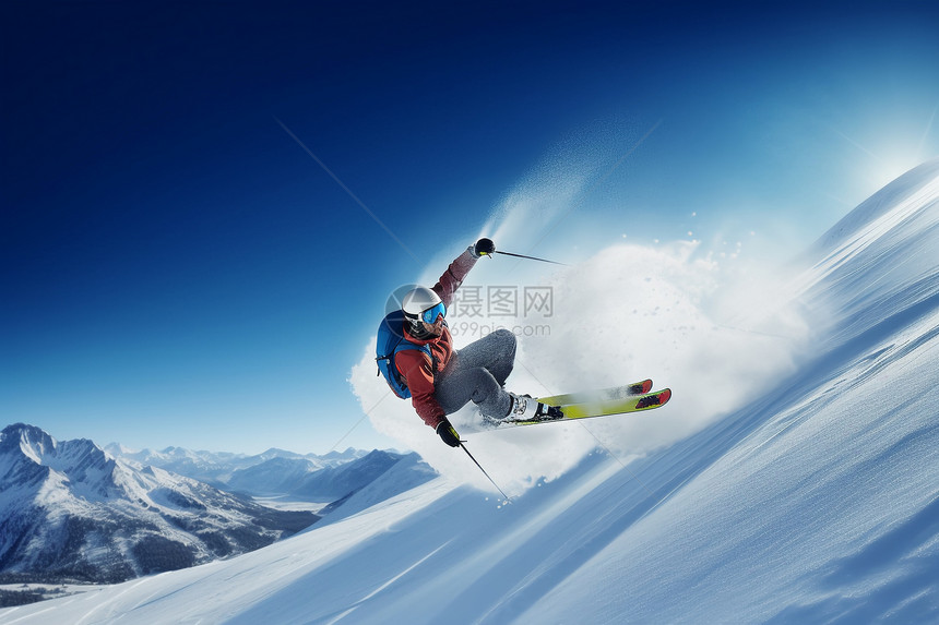 户外滑雪的运动员图片