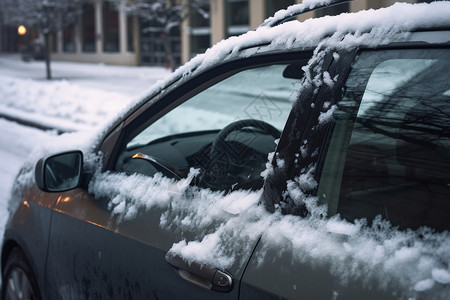 有雪覆盖的汽车图片