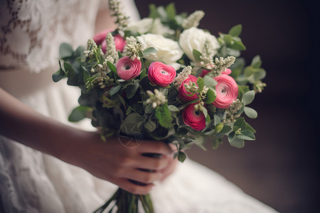 婚礼上新鲜的花束背景图片
