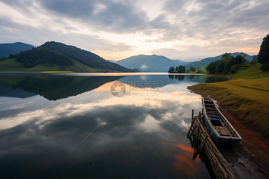 宁静的湖泊风景图片