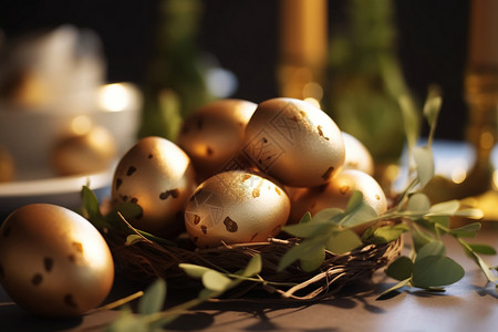 金色的复活节蛋背景图片