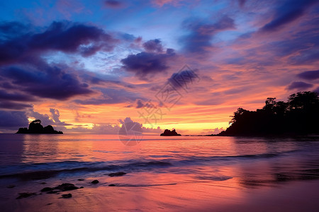 日落时的海边风景图片