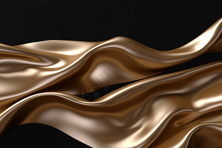 抽象流体金色柔软波浪般的绸缎背景